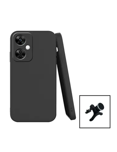 Kit Suporte Magnético Reforçado + Capa Silicone Líquido para OnePlus Nord CE 3 Lite - Preto