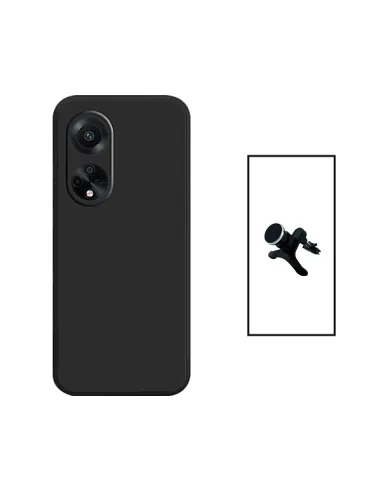 Kit Suporte Magnético Reforçado + Capa Silicone Líquido para Oppo A1 5G - Preto