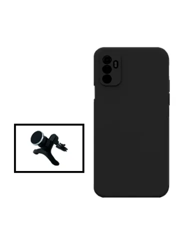 Kit Suporte Magnético Reforçado + Capa Silicone Líquido para Oppo A11s - Preto