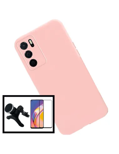 Kit Suporte Magnético Reforçado + Capa Silicone Líquido para Oppo A16 - Rosa