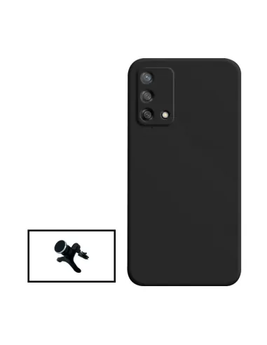 Kit Suporte Magnético Reforçado + Capa Silicone Líquido para Oppo A95 - Preto