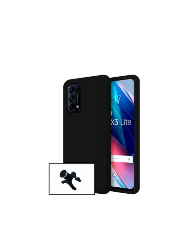 Kit Suporte Magnético Reforçado + Capa Silicone Líquido para Oppo Find X3 Lite