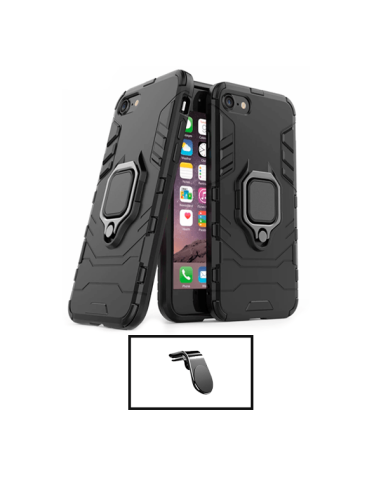 Kit Suporte Magnético L Safe Driving Carro + Capa 3X1 Military Defender para Apple iPhone SE 2022 - Preto