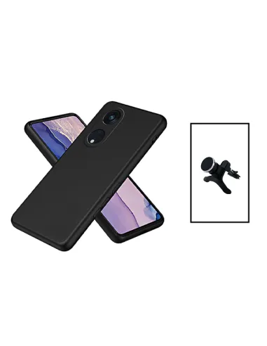 Kit Suporte Magnético Reforçado + Capa Silicone Líquido para Oppo Reno8T 4G - Preto