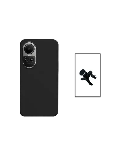 Kit Suporte Magnético Reforçado + Capa Silicone Líquido para Oppo Reno10 - Preto