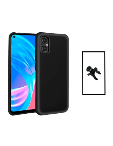 Kit Suporte Magnético Reforçado + Capa Silicone Líquido para Oppo Reno8 Lite - Preto