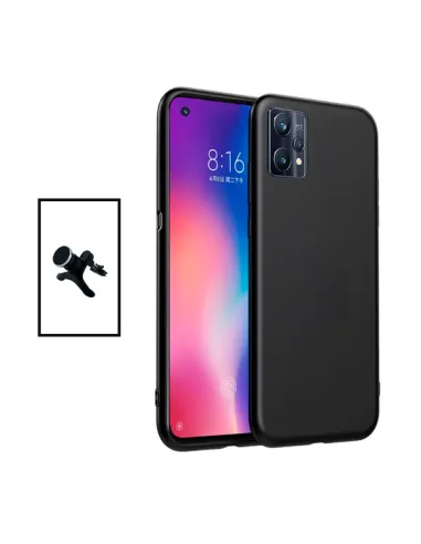 Kit Suporte Magnético Reforçado + Capa Silicone Líquido para Realme 9 Pro Plus - Preto