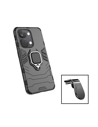 Kit Suporte Magnético L Safe Driving Carro + Capa 3X1 Military Defender para onePlus Nord 3 - Preto