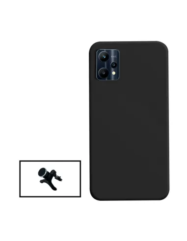 Kit Suporte Magnético Reforçado + Capa Silicone Líquido para Realme V25 - Preto