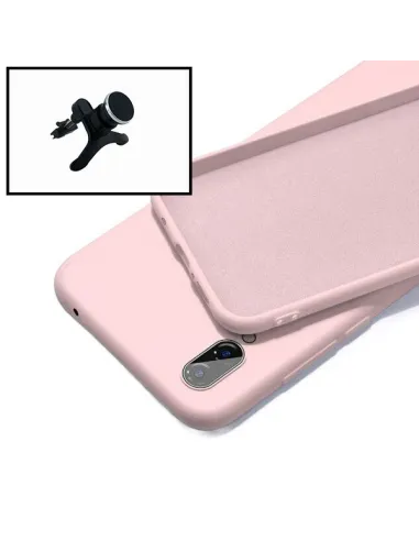 Kit Suporte Magnético Reforçado + Capa Silicone Líquido para Samsung Galaxy A02 - Rosa