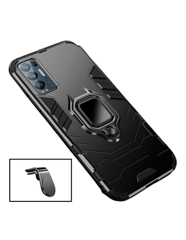 Kit Suporte Magnético L Safe Driving Carro + Capa 3X1 Military Defender para Oppo Find X3 Neo
