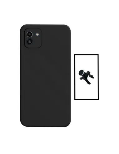 Kit Suporte Magnético Reforçado + Capa Silicone Líquido para Samsung Galaxy A03 4G - Preto