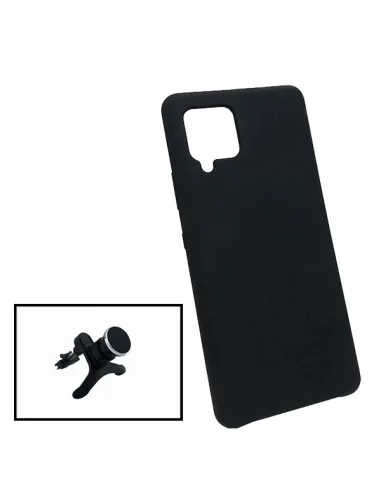 Kit Suporte Magnético Reforçado + Capa Silicone Líquido para Samsung Galaxy A12 Nacho