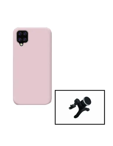 Kit Suporte Magnético Reforçado + Capa Silicone Líquido para Samsung Galaxy A12 Nacho - Rosa