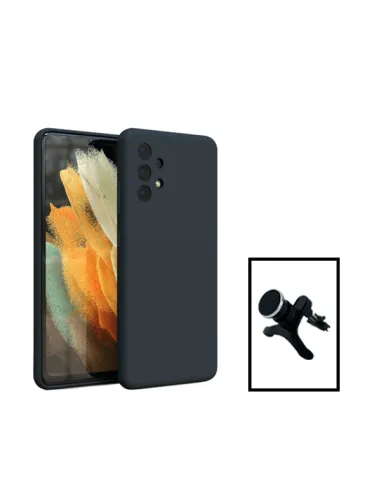 Kit Suporte Magnético Reforçado + Capa Silicone Líquido para Samsung Galaxy A13 - Preto