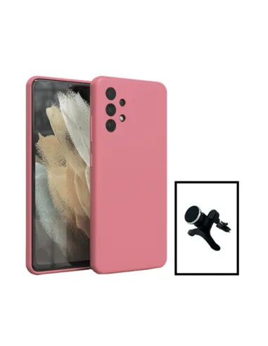 Kit Suporte Magnético Reforçado + Capa Silicone Líquido para Samsung Galaxy A13 - Rosa