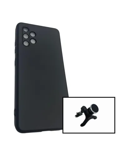 Kit Suporte Magnético Reforçado + Capa Silicone Líquido para Samsung Galaxy A32 - Preto