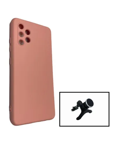 Kit Suporte Magnético Reforçado + Capa Silicone Líquido para Samsung Galaxy A32 - Rosa