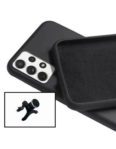 Kit Suporte Magnético Reforçado + Capa Silicone Líquido para Samsung Galaxy A52 - Preto