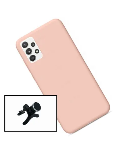 Kit Suporte Magnético Reforçado + Capa Silicone Líquido para Samsung Galaxy A52 5G - Rosa