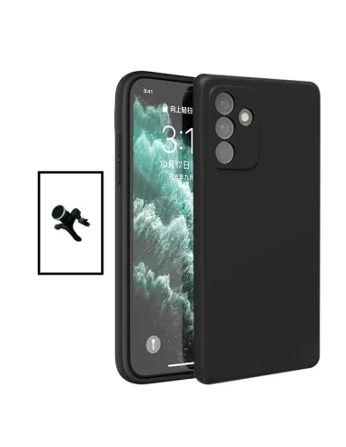 Kit Suporte Magnético Reforçado + Capa Silicone Líquido para Samsung Galaxy M23 5G - Preto