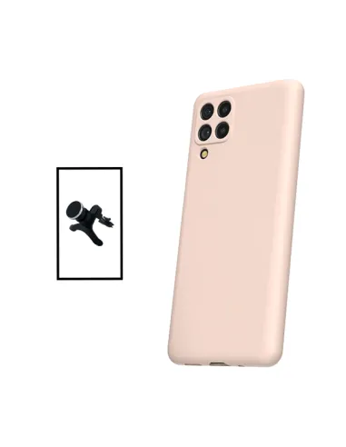 Kit Suporte Magnético Reforçado + Capa Silicone Líquido para Samsung Galaxy M33 5G - Rosa