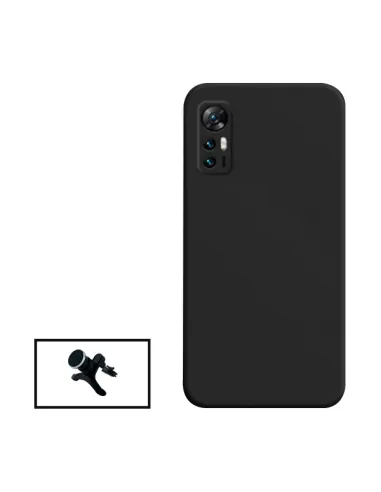 Kit Suporte Magnético Reforçado + Capa Silicone Líquido para TCL 30 - Preto