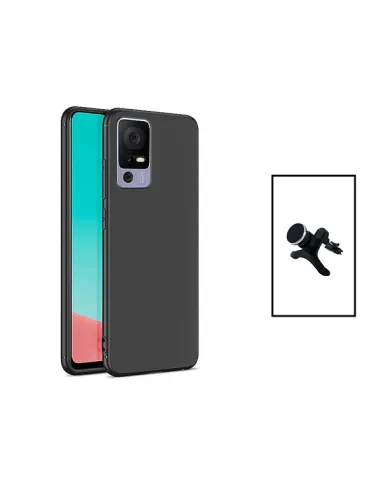 Kit Suporte Magnético Reforçado + Capa Silicone Líquido para TCL 40 SE - Preto