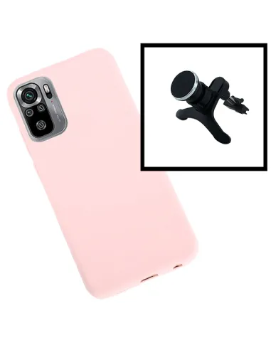 Kit Suporte Magnético Reforçado + Capa Silicone Líquido para Xiaomi Poco M3 Pro - Rosa