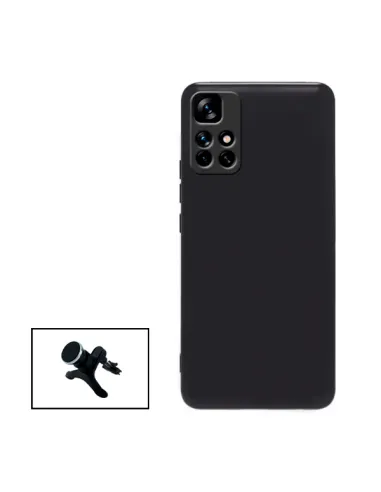 Kit Suporte Magnético Reforçado + Capa Silicone Líquido para Xiaomi Poco M4 Pro 5G