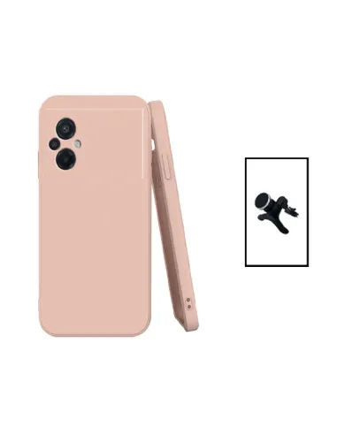 Kit Suporte Magnético Reforçado + Capa Silicone Líquido para Xiaomi Poco M5 - Rosa