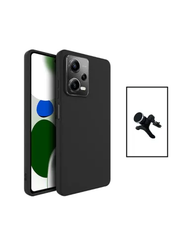 Kit Suporte Magnético Reforçado + Capa Silicone Líquido para Xiaomi Poco X5 - Preto