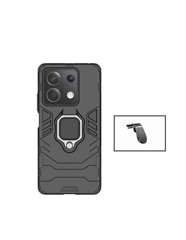 Kit Suporte Magnético L Safe Driving Carro + Capa 3X1 Military Defender Phonecare para Xiaomi Poco X6 5G - Preto