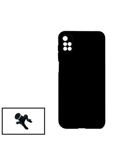 Kit Suporte Magnético Reforçado + Capa Silicone Líquido para Xiaomi Redmi 10 Prime - Preto