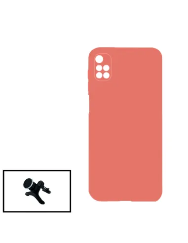 Kit Suporte Magnético Reforçado + Capa Silicone Líquido para Xiaomi Redmi 10 Prime - Rosa