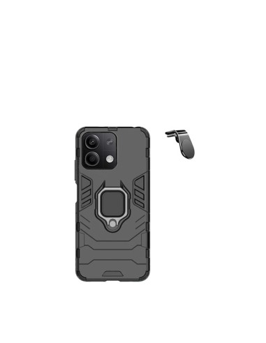 Kit Suporte Magnético L Safe Driving Carro + Capa 3X1 Military Defender Phonecare para Xiaomi Redmi Note 13 - Preto