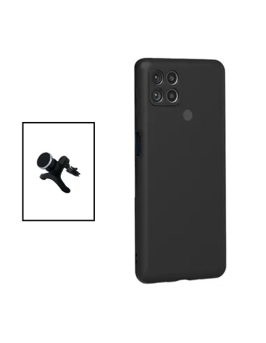 Kit Suporte Magnético Reforçado + Capa Silicone Líquido para Xiaomi Redmi 9C - Preto