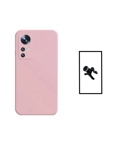 Kit Suporte Magnético Reforçado + Capa Silicone Líquido para Xiaomi Redmi K50 Ultra - Rosa