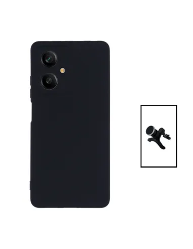 Kit Suporte Magnético Reforçado + Capa Silicone Líquido para Xiaomi Redmi Note 12 - Preto