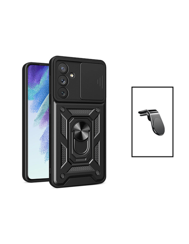 Kit Suporte Magnético L Safe Driving Carro + Capa Magnetic Military Defender Slide Window Anti-Impacto para Samsung Galaxy A34 5