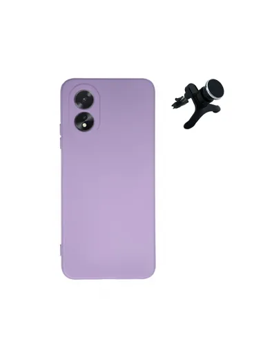 Kit Suporte Magnético Reforçado + Capa Silicone Líquido  para Oppo A38 4G - Roxo