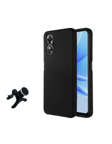 Kit Suporte Magnético Reforçado + Capa Silicone Líquido  para Oppo A58 4G - Preto