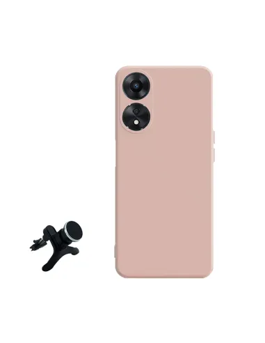 Kit Suporte Magnético Reforçado + Capa Silicone Líquido  para Oppo A58 4G - Rosa