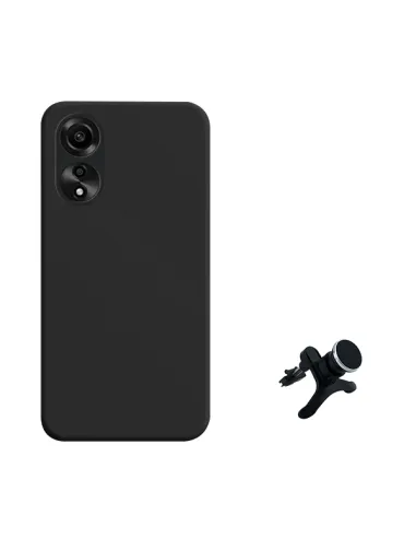 Kit Suporte Magnético Reforçado + Capa Silicone Líquido  para Oppo A78 4G - Preto