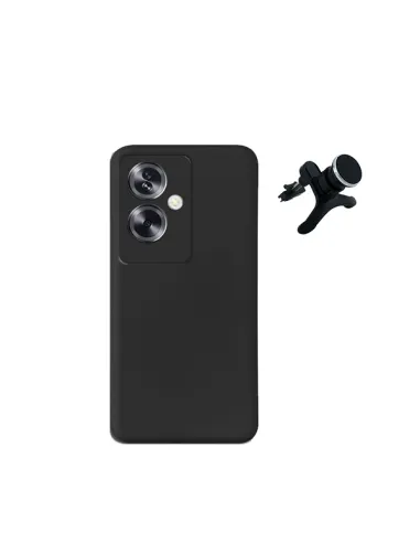 Kit Suporte Magnético Reforçado + Capa Silicone Líquido  para Oppo A79 5G - Preto