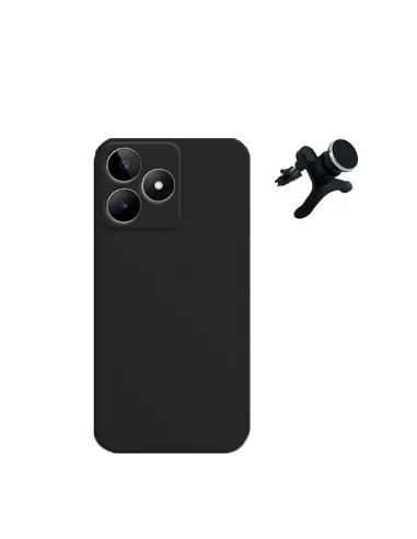 Kit Suporte Magnético Reforçado + Capa Silicone Líquido  para Realme C53 - Preto