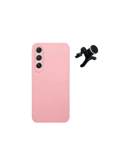 Kit Suporte Magnético Reforçado + Capa Silicone Líquido  para Samsung Galaxy A05s - Rosa