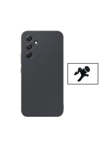 Kit Suporte Magnético Reforçado + Capa Silicone Líquido  para Samsung Galaxy A35 5G - Preto