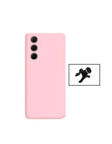 Kit Suporte Magnético Reforçado + Capa Silicone Líquido  para Samsung Galaxy A35 5G - Rosa