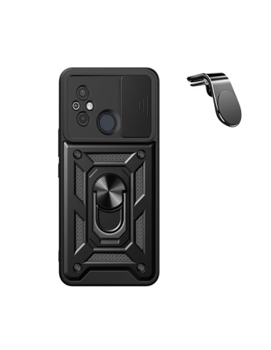 Kit Suporte Magnético L Safe Driving Carro + Capa Magnetic Military Defender Slide Window Anti-Impacto Phonecare para Xiaomi Red